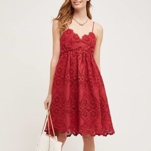 Anthropologie Red Lace Dress